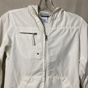 Columbia Jacket Women’s White Small Zip Up Hooded Outdoor Lightweight Omni Shade